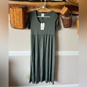 New THE NINES BY HATCH Green Maternity Dress Stretch Jersey NWT Small S